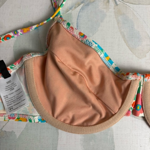 J.crew Womens 1993 Floral Underwire Bikini Top in Rainbow size 32C - Picture 5 of 8